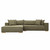 Galway Linen Sofa Chaise with Natural Wood Block Legs and 4 Throw Pillows, LAF