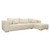 Rhone Linen Sofa Chaise with Natural Wood Block Legs and 4 Throw Pillows, RAF