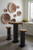 Concrete Bar Stool, Chamcha Wood Top, Stainless Steel Footrest