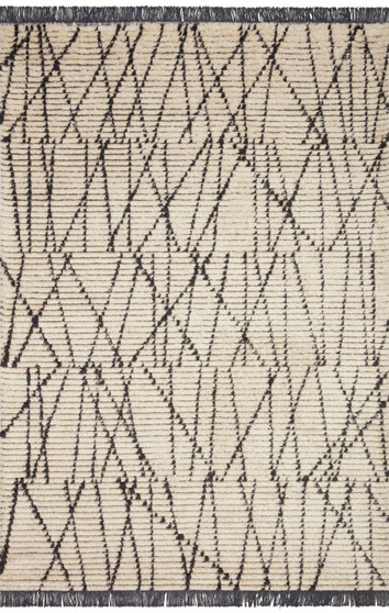 Chris Loves Julia x Loloi Alice Cream  Charcoal 18 x 18 Sample Rug