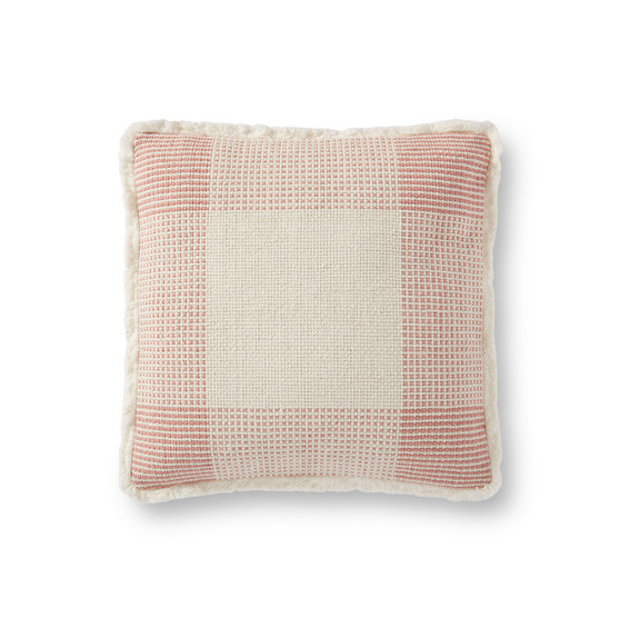 Loloi P0917 Natural  Pink 18 x 18 Cover wDown Pillow