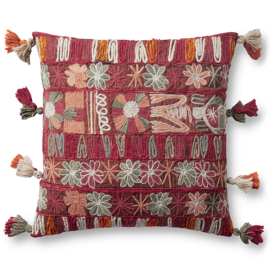 Loloi PLL0014 Pink  Multi 22 x 22 Cover wDown Pillow