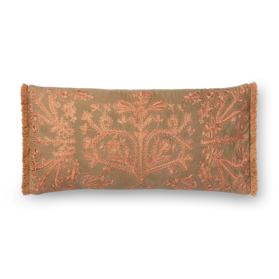 Loloi II P0522 Khaki  Copper 12 x 27 Cover wDown Pillow