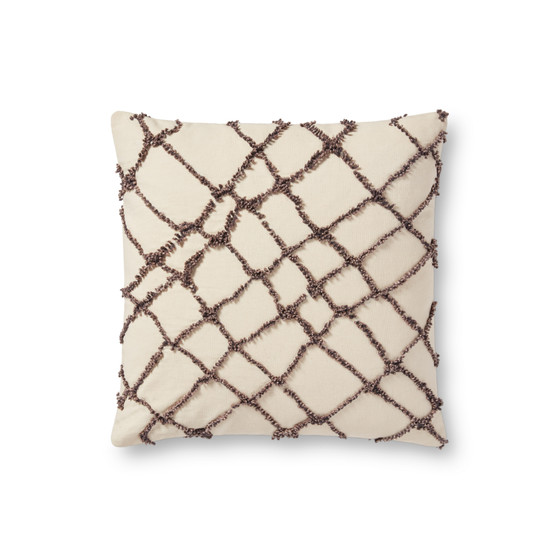 Loloi PLL0043 Ivory  Black 18 x 18 Cover wDown Pillow