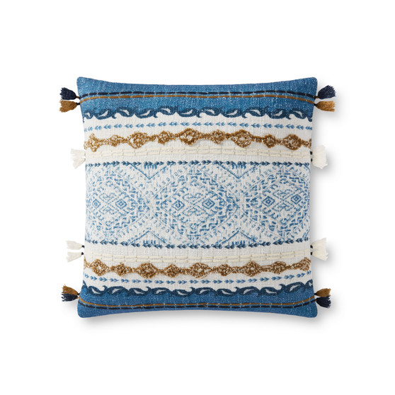 Loloi P0930 Blue  Natural 18 x 18 Cover wDown Pillow