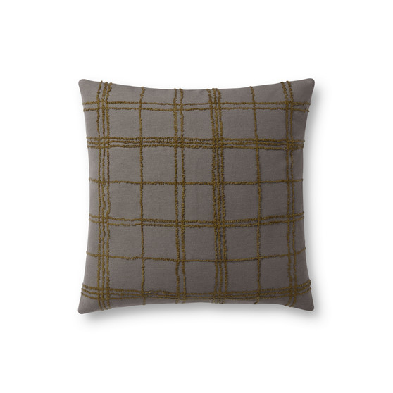 Jean Stoffer x Loloi Edward Charcoal  Olive 18 x 18 Cover wDown Pillow