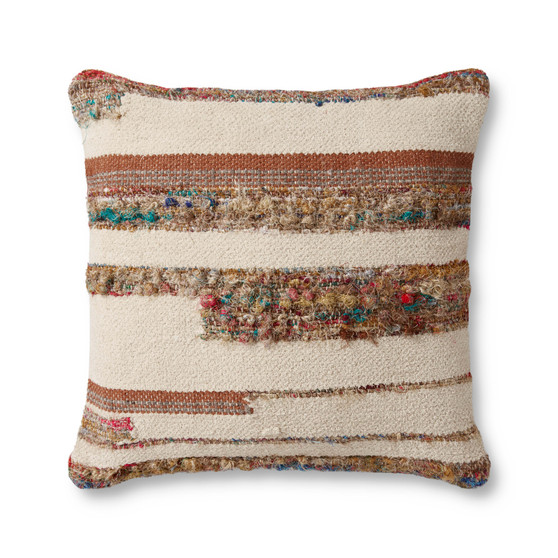 Loloi PLL0074 Ivory  Multi 22 x 22 Cover wDown Pillow