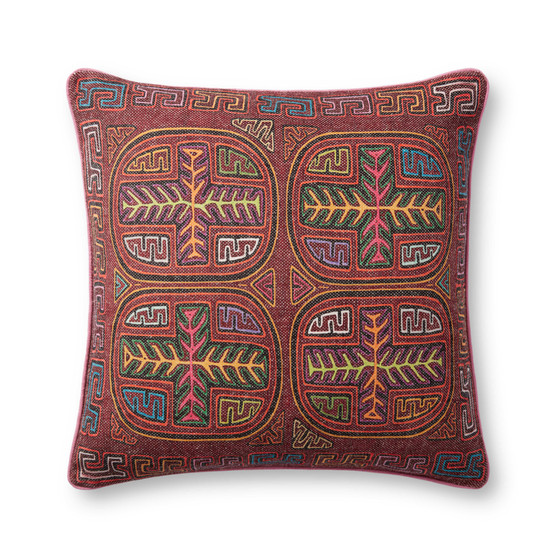 Loloi PLL0106 Berry  Multi 22 x 22 Cover wDown Pillow