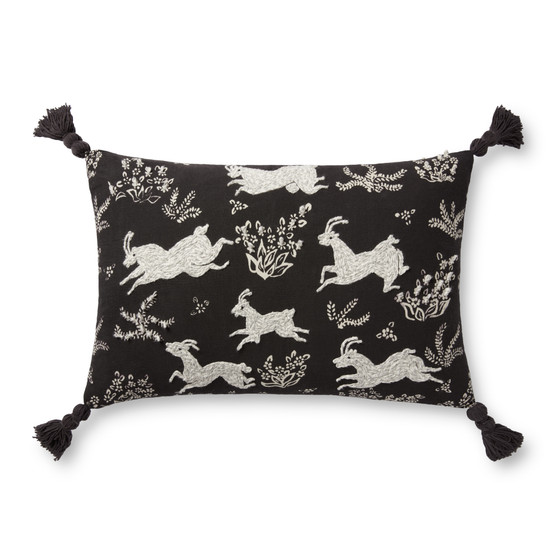Loloi PLL0027 Black  Ivory 13 x 21 Cover wDown Pillow