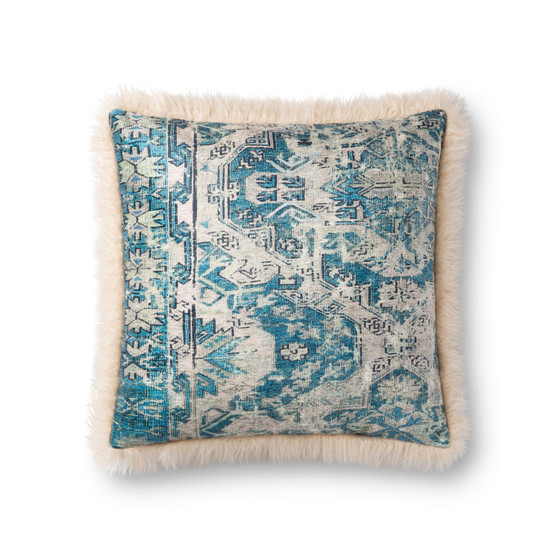 Loloi P0791 Multi  Ivory 18 x 18 Cover wDown Pillow