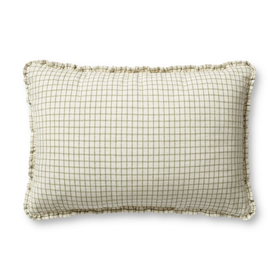 Chris Loves Julia x Loloi Dinah Ivory  Moss 16 x 26 Cover wDown Pillow