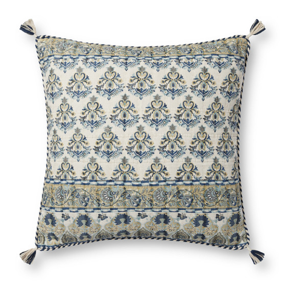 Loloi PLL0114 Blue  Multi 22 x 22 Cover wDown Pillow