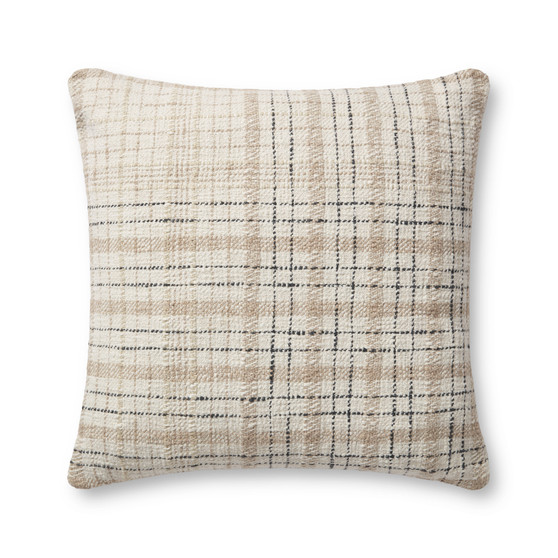 Chris Loves Julia x Loloi Cricket Beige  Black 22 x 22 Cover wDown Pillow