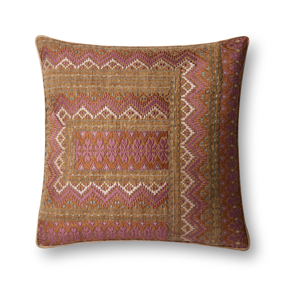 Loloi II P0497 Pink  Rust 22 x 22 Cover wDown Pillow