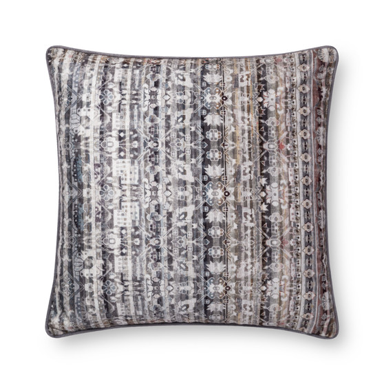 Loloi II P0706 Grey 22 x 22 Cover wDown Pillow