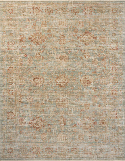 Loloi Heritage Aqua  Terracotta 18 x 18 Sample Rug