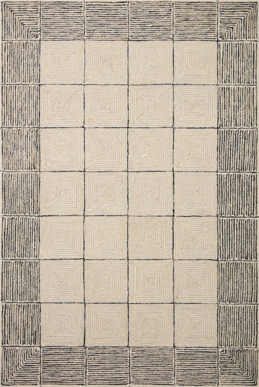 Chris Loves Julia x LoloiFrancis Cream  Black 18 x 18 Sample Rug