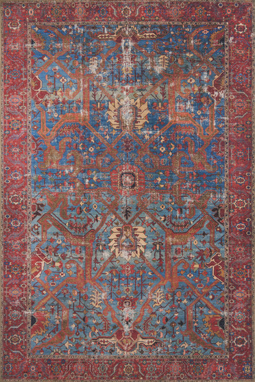 Loloi II Loren Blue  Red 18 x 18 Sample Rug