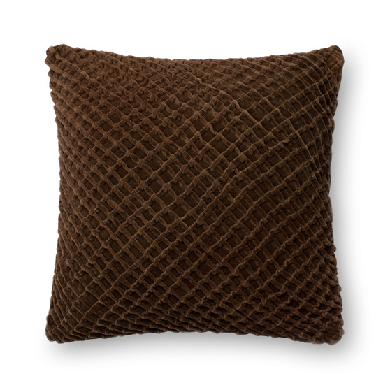 Loloi P0125 Brown 22 x 22 Cover wPoly Pillow