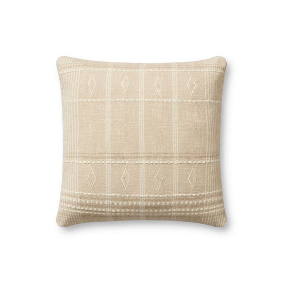 Angela Rose x Loloi Lina Beige  Ivory 18 x 18 Cover Only Pillow