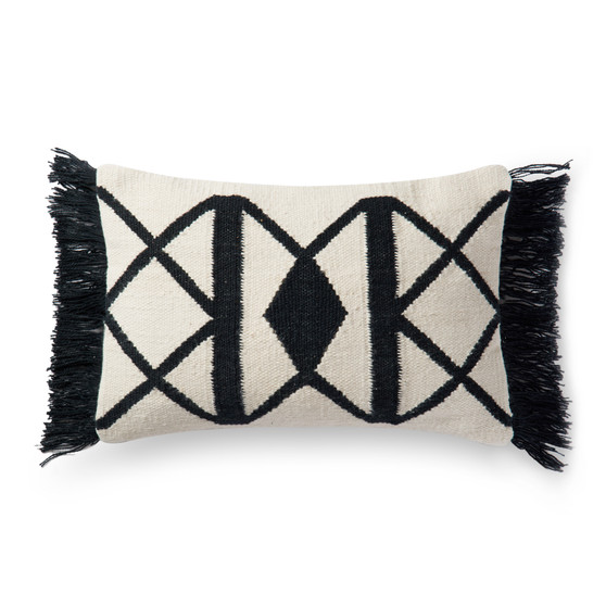 Loloi P0503 Black  Ivory 13 x 21 Cover Only Pillow