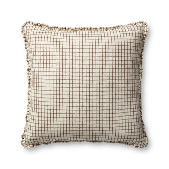 Chris Loves Julia x Loloi Dinah Ivory  Earth 22 x 22 Cover Only Pillow