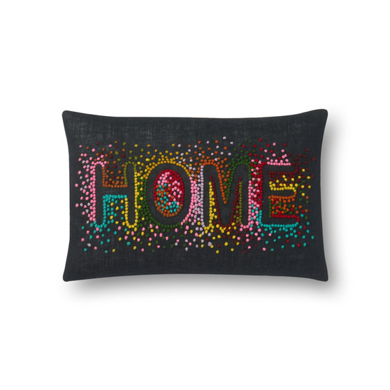 Loloi P0560 Black  Multi 13 x 21 Cover wPoly Pillow