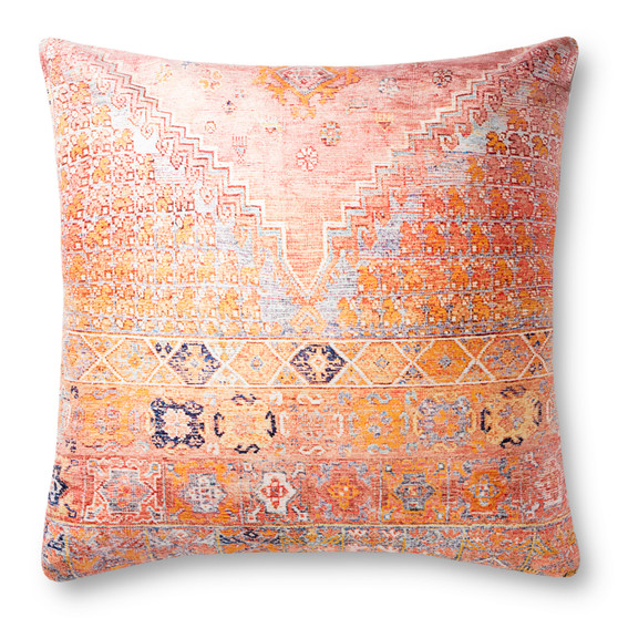 Loloi P0885 Coral  Multi 3 x 3 Pillow