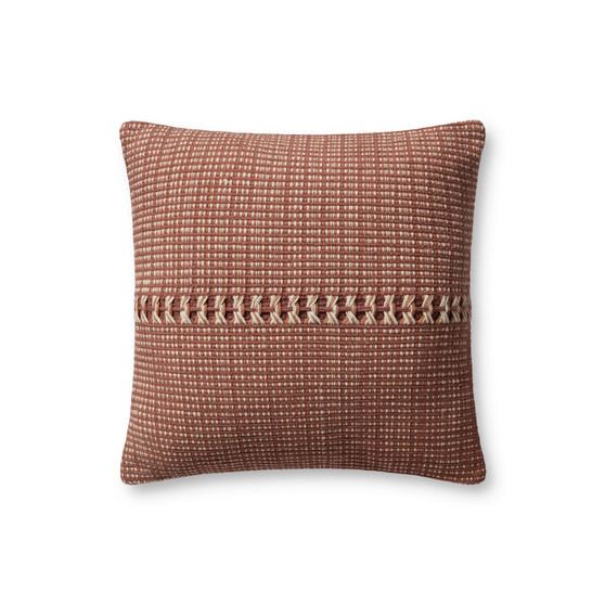 Chris Loves Julia x Loloi Harvey Rust  Multi 18 x 18 Cover Only Pillow
