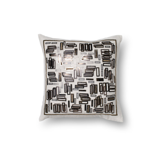 Loloi P0196 White  Gold 18 x 18 Cover wPoly Pillow