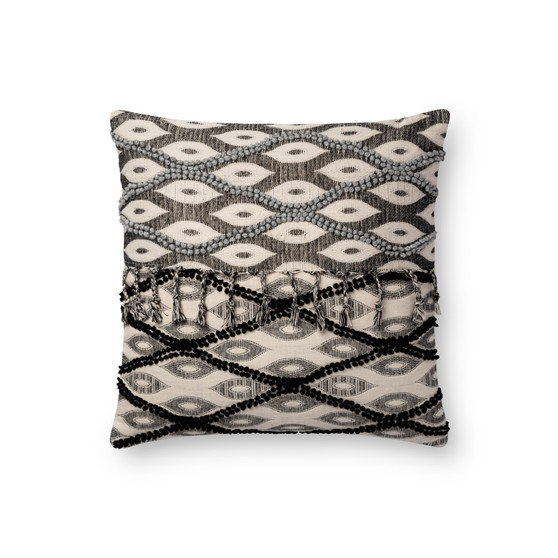 Loloi P0698 Black  White 18 x 18 Cover wPoly Pillow