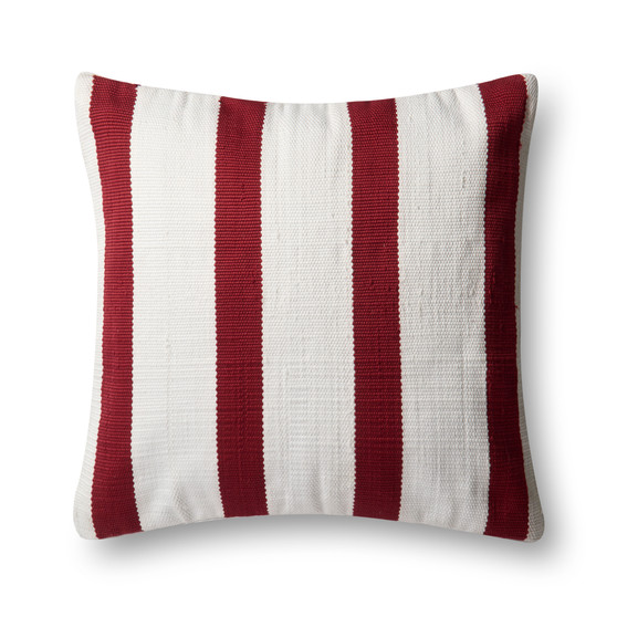Loloi P0507 Red  Ivory 22 x 22 Cover wPoly Pillow