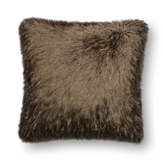 Loloi P0245 Brown 22 x 22 Cover wPoly Pillow