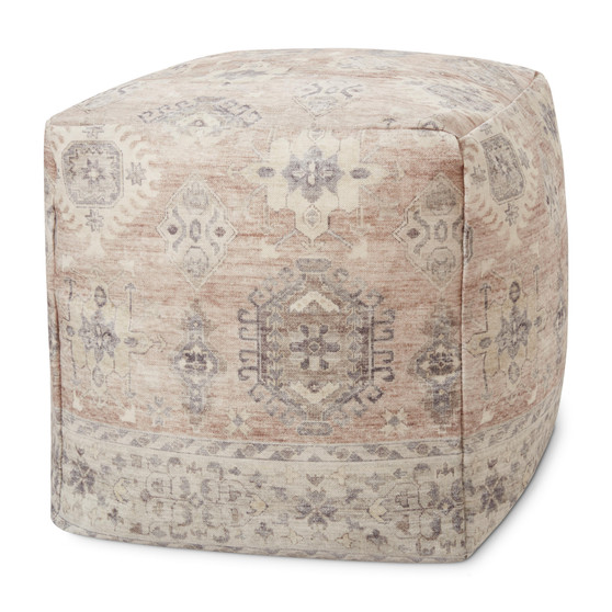 Loloi LPF0023 Rust  Multi 18W x 18D x 18H Pouf