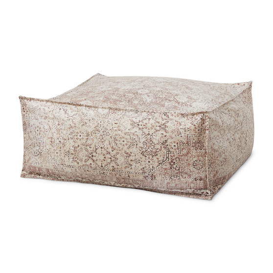 Loloi II LPF0027 Beige  Multi 36W x 36D x 17H Pouf