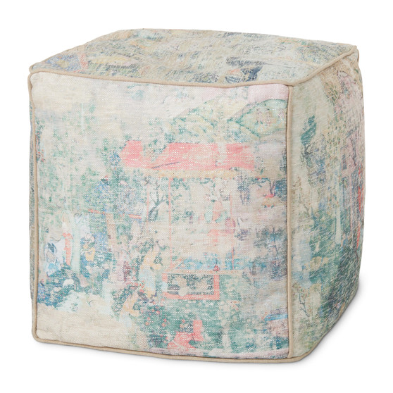 Loloi LPF0031 Blue  Multi 18W x 18D x 18H Pouf