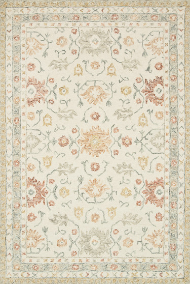 Loloi Norabel Ivory  Rust 18 x 18 Sample Rug