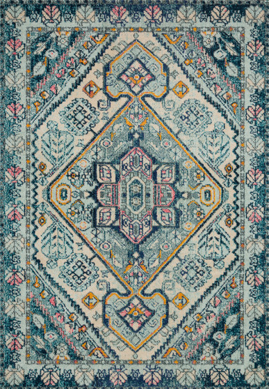 Loloi II Nadia Aqua  Navy 18 x 18 Sample Rug