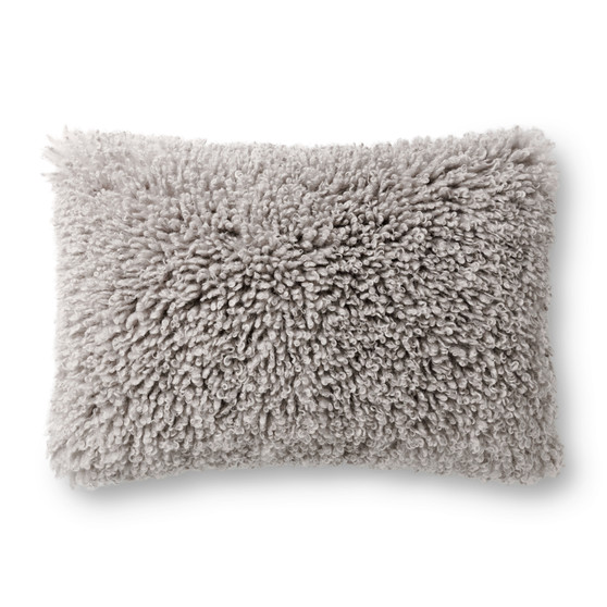 Loloi P0867 Grey 16 x 26 Cover wPoly Pillow