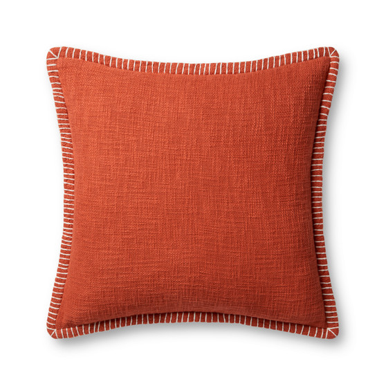 Loloi PLL0109 Orange 22 x 22 Cover wPoly Pillow