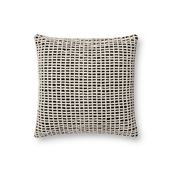 Loloi II PLL0119 Black  Ivory 18 x 18 Cover wPoly Pillow