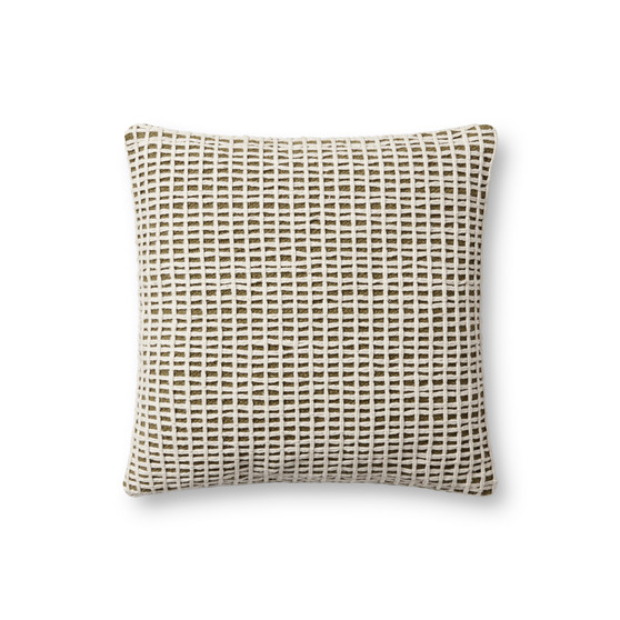 Loloi II PLL0119 Green  Ivory 18 x 18 Cover wPoly Pillow