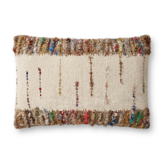 Loloi PLL0073 Ivory  Multi 16 x 26 Cover wPoly Pillow