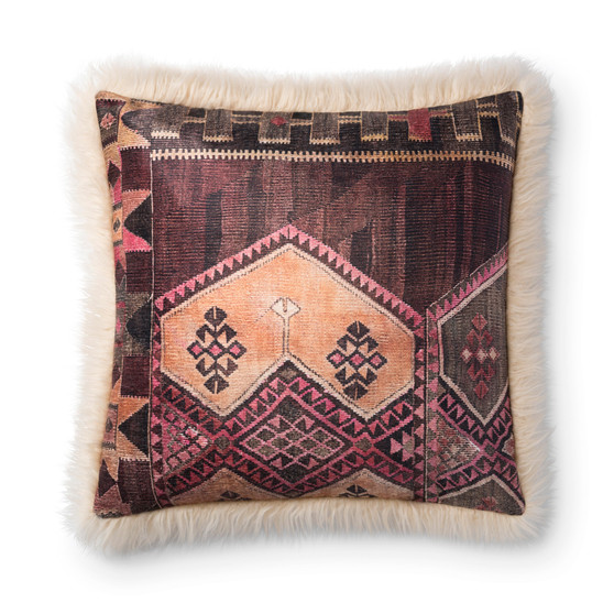 Loloi P0797 Multi  Ivory 22 x 22 Cover wPoly Pillow