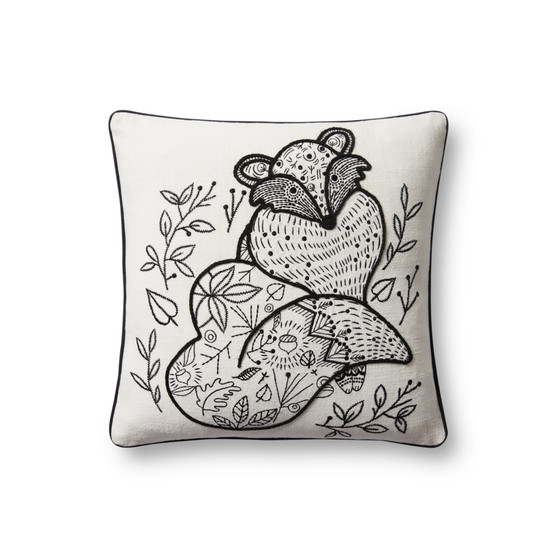 Loloi PLL0030 Black  Natural 18 x 18 Cover wPoly Pillow