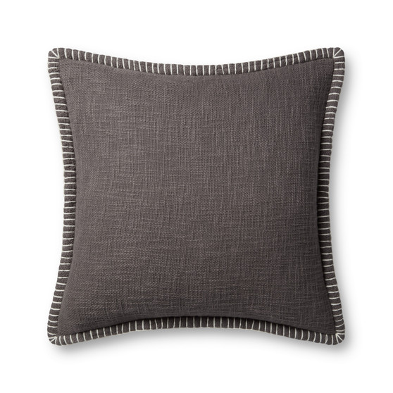 Loloi PLL0109 Grey 22 x 22 Cover wPoly Pillow