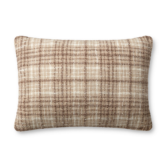 Chris Loves Julia x Loloi Beau Brown  Ivory 16 x 26 Cover wPoly Pillow