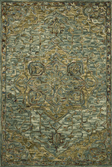 Loloi Victoria Dark Green  Tobacco 18 x 18 Sample Rug