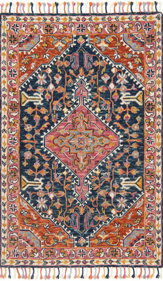 Loloi Zharah Navy  Multi 18 x 18 Sample Rug