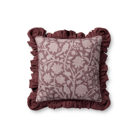 Chris Loves Julia x Loloi Kathleen Wine 18 x 18 Cover w Poly Pillow